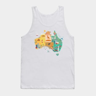 Cartoon Map of Australia Tank Top